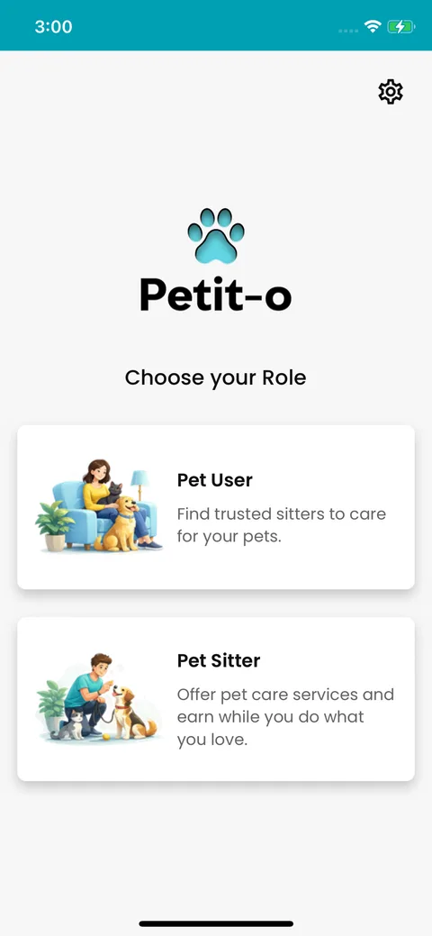 Petit-o app screen 1
